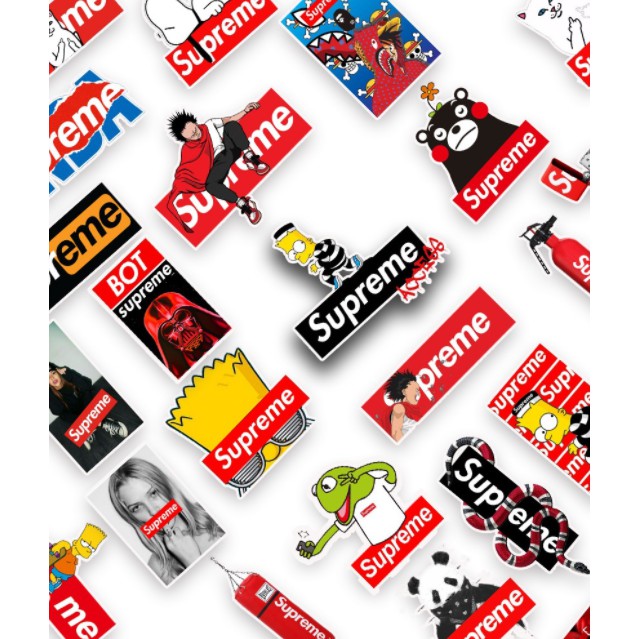 Sticker SUPREME nhựa PVC không thấm nước, dán nón bảo hiểm, laptop, điện thoại, Vali, xe