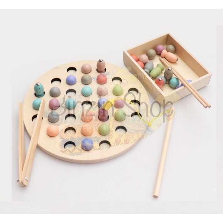 Bộ câu cá gỗ có nam châm 3 trong 1