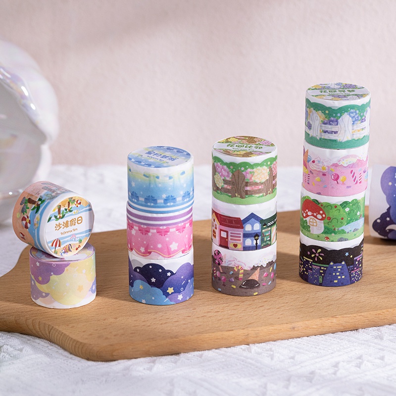 Băng Keo Giấy In Họa Tiết Hoạt Hình Nhật Bản 12 Kiểu Dùng Trang Trí Thủ Công