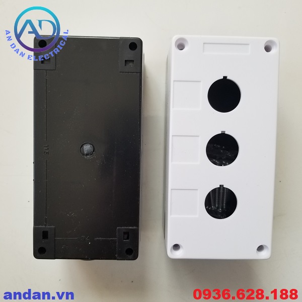 Hộp nút nhấn phi 22 chống nước, nhựa ABS 3 lỗ, BX3-22, Hộp 3 nút điều khiển 22mm Màu Trắng