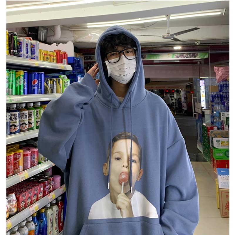 Áo Hoodie Tay Dài Dáng Rộng In Họa Tiết Bánh Donut Thời Trang Mùa Hè Hàn Quốc Cho Nam Size M-3Xl