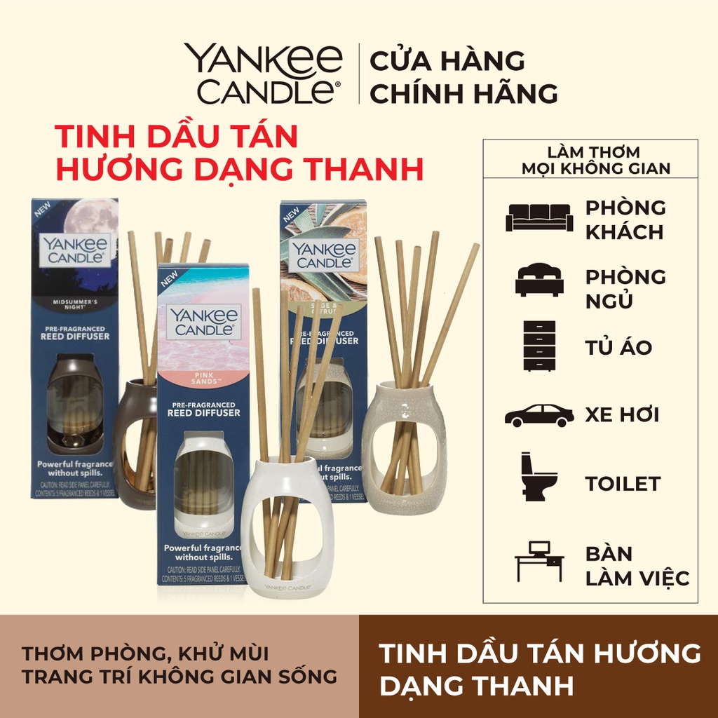 [Mã LIFEM1 giảm 50k đơn 99k] Tinh dầu tán hương dạng thanh Yankee Candle có 3 mùi tùy chọn (gồm lọ và 5 thanh tán hương)