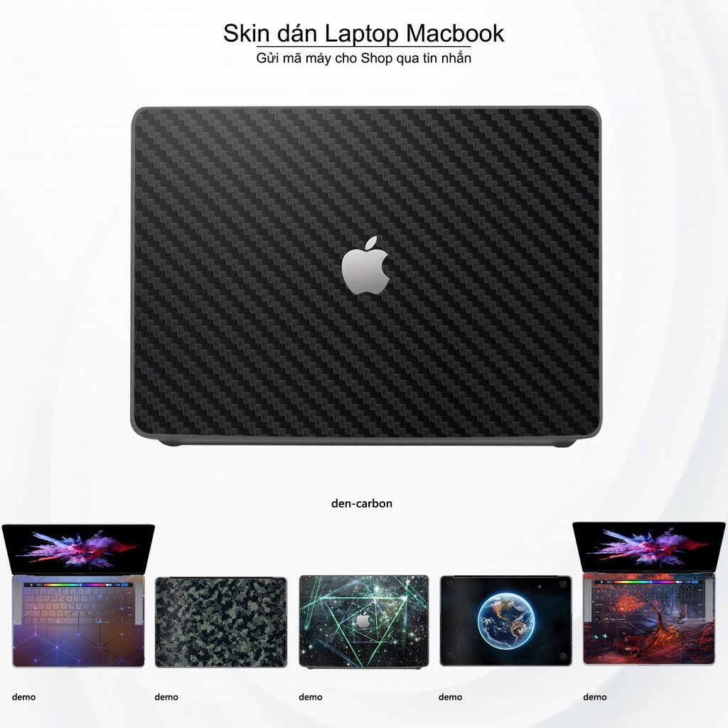 Skin dán Macbook mẫu Aluminum Chrome đen carbon (đã cắt sẵn, inbox mã máy cho shop)