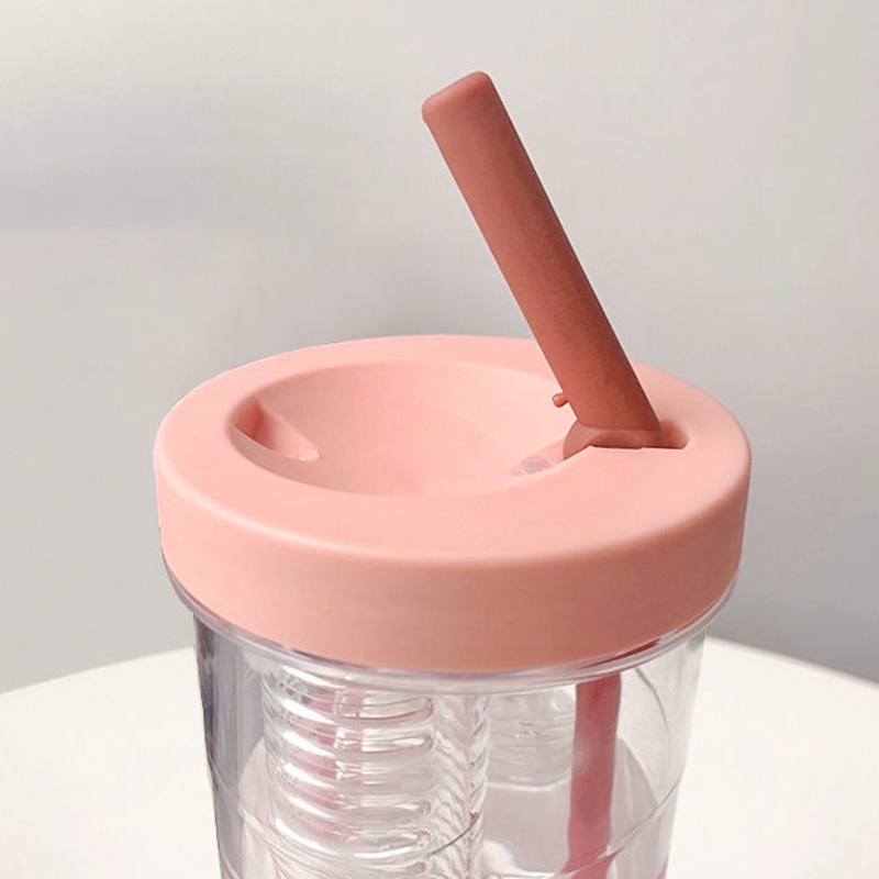 Bình Nước Trong Suốt Kèm Ống Hút 700ml Tiện Lợi