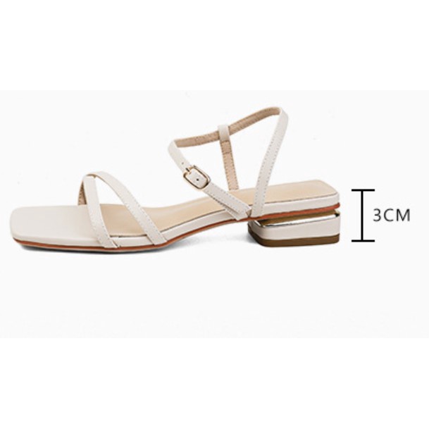Sandal Cao Gót Nữ Quai Mảnh Đế Bằng Gót Vuông 3cm Mũi Vuông Thời Trang-tiemgiaydazzling DA732
