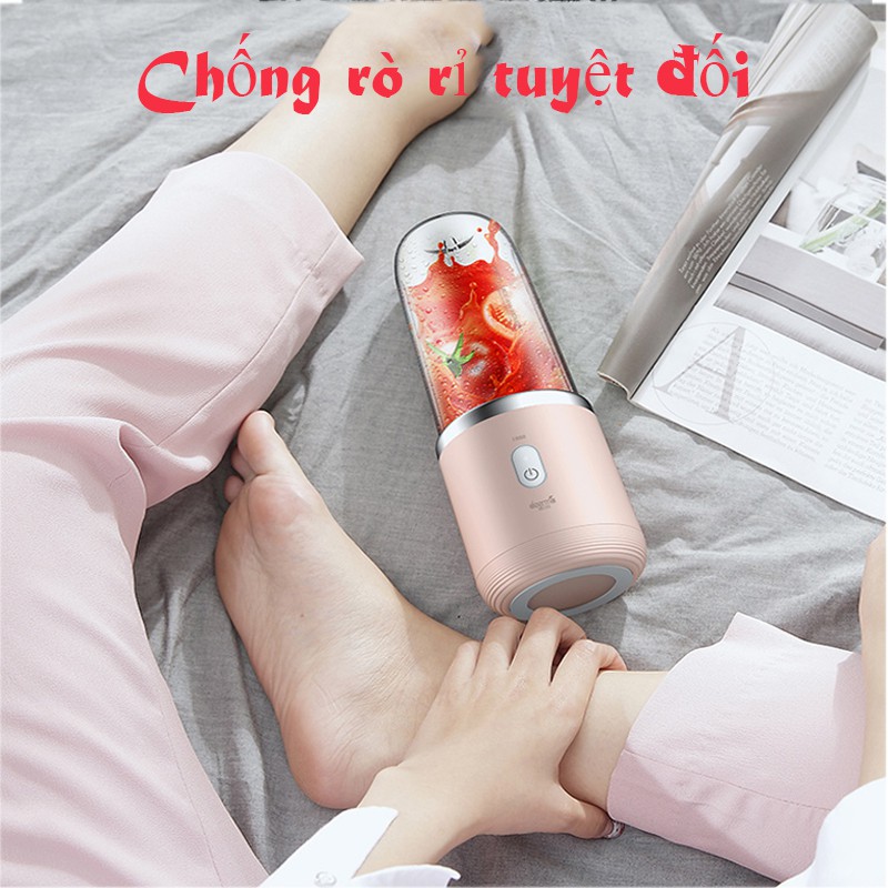 Máy xay sinh tố cầm tay mini Xiaomi Deerma NU05 Hồng 2 lưỡi xay công suất mạnh, Máy xay ép hoa quả vt163