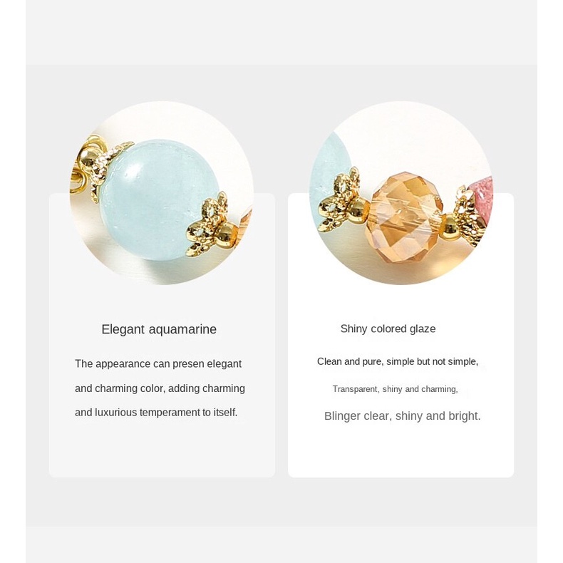 [Hàng Mới Về] Vòng Tay Hạt Pha Lê Xanh Biển Hình Trái Dâu