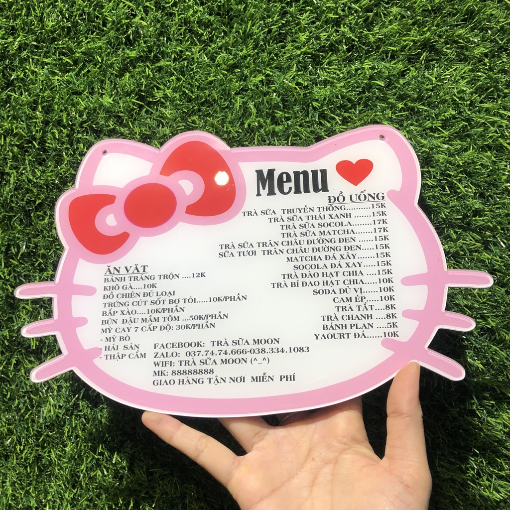 Menu thiết kế theo yêu cầu - Menu quán trà sữa chất liệu mica