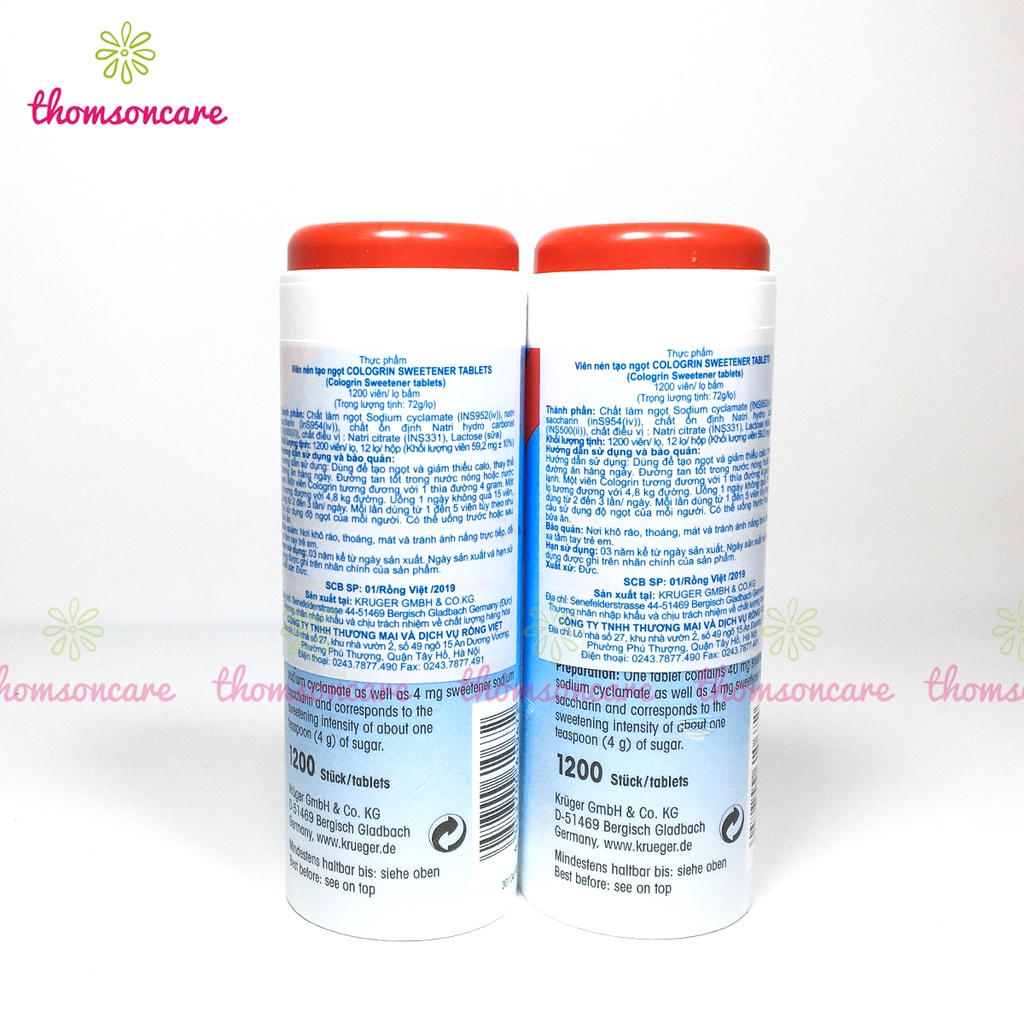 Đường ăn kiêng Keto Cologrin - Hộp 1200 viên - nhập khẩu chính hãng từ Đức, dùng được cho người tiểu đường