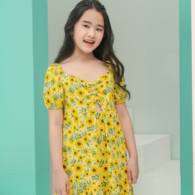 Đầm hoa JOOKYLI bé gái vàng hoa 43G0925