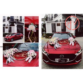 Hoa lụa xe cưới + nóc hoa