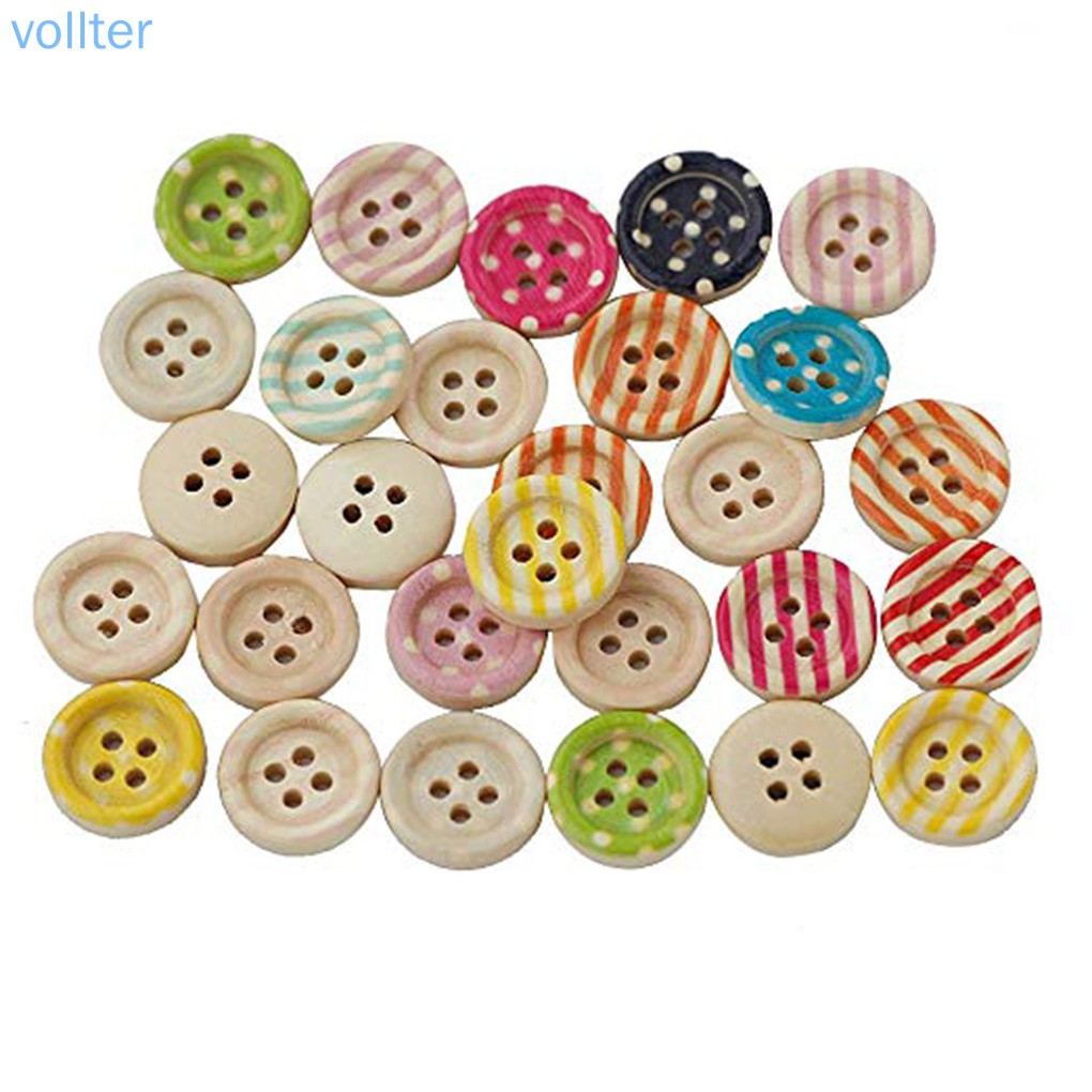 Set 100 Nút Gỗ 4 Lỗ Nhiều Hình Dáng