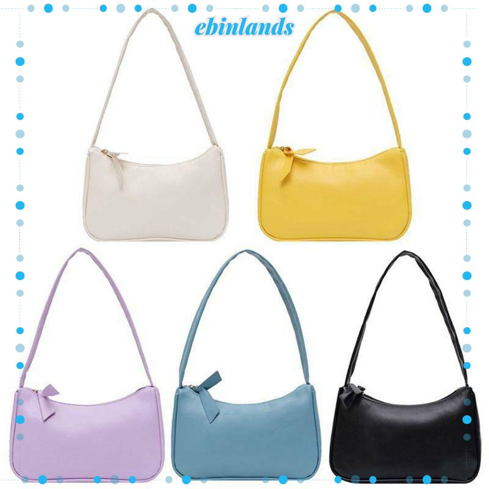 Túi đeo vai EBINLANDS mini có dây khoá kéo nhiều màu phong cách retro thời trang cho nữ