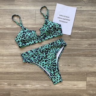 [BKN409] <ÂU> SET BIKINI KHUY NGỰC 5 MÀU (CẠP CAO) [XANH BEO/CAM/HỒNG/XANH MINT/ĐEN LOANG]