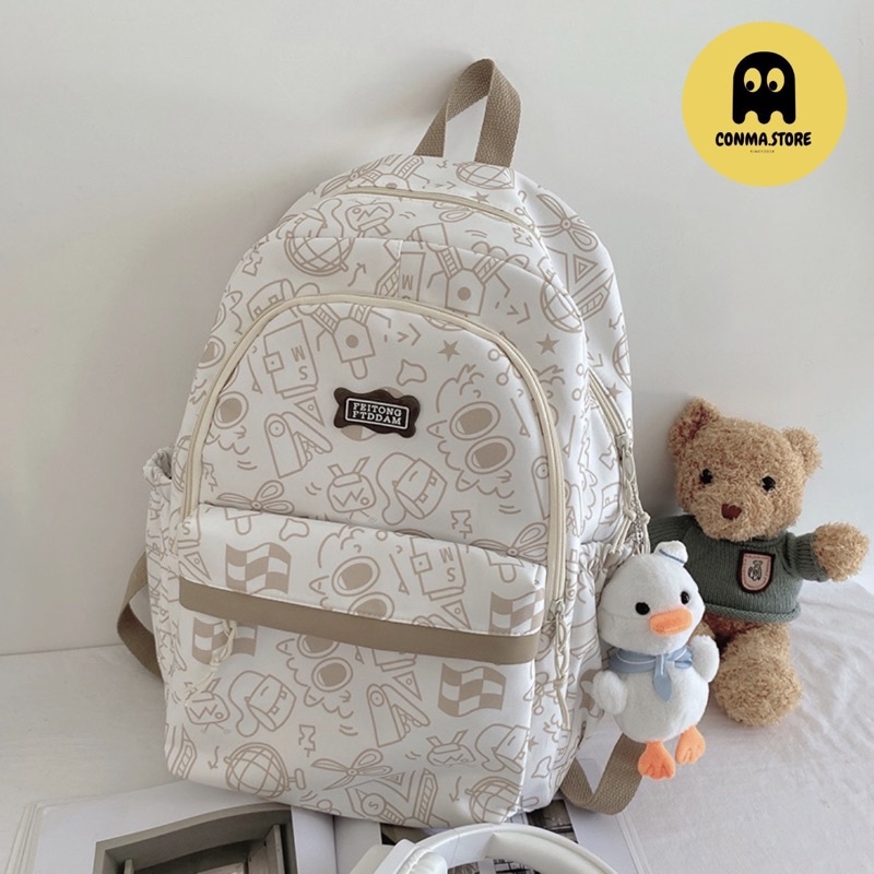 Balo Ulzzang xinh xắn hoạ tiết đồ dùng học tập cute đáng iu  HÀNG CÓ SẴN 🥰 5 màu