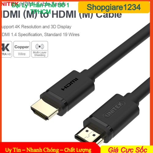 [Mã ELHACE giảm 4% đơn 300K] Cáp HDMI 3m Unitek Y-C139 (CÁP XỊN hỗ trợ 4K Ultra HD và 3D) - BH 12 Tháng