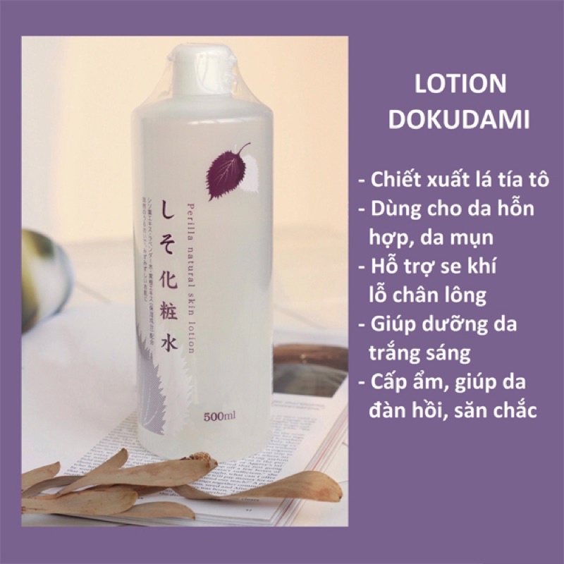 Nước Hoa Hồng Diếp Cá Tía Tô Giảm Mụn Nhật Bản Dokudami Natural Skin Lotion 500ml