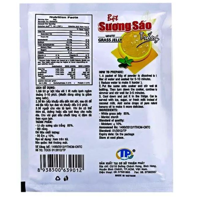 [Mã 77FMCGSALE1 giảm 10% đơn 250K] Bột Sương Sáo Trắng White Grass Jelly Thuận Phát Gói 50gr | BigBuy360 - bigbuy360.vn