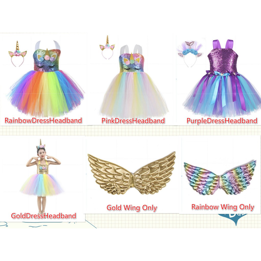 Đầm Công Chúa Họa Tiết Kỳ Lân Kèm Băng Đô Cài Tóc Thời Trang Cho Bé Gái