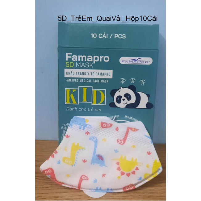 Khẩu trang y tế cho Trẻ Em 5D -3 Lớp Kháng Khuẩn Famapro (Nam Anh) - Hộp 10 cái