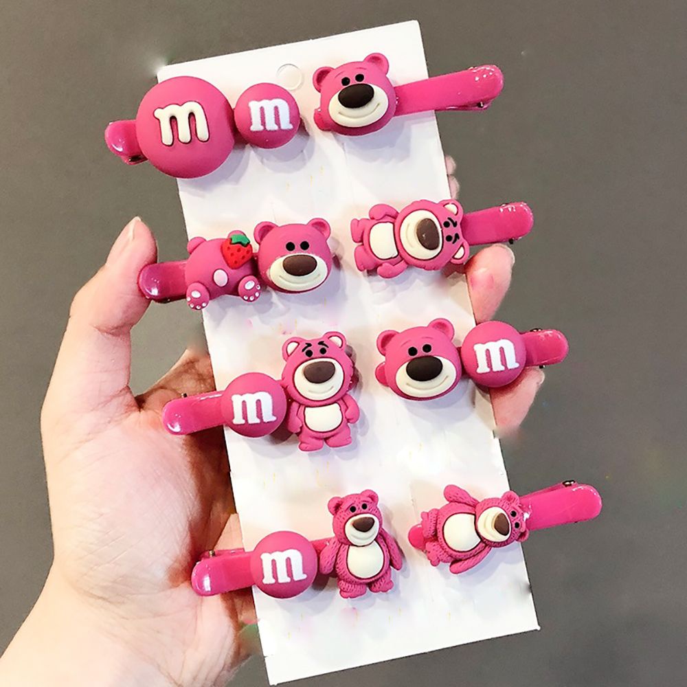 Kẹp tóc acrylic hình gấu dâu tây hoạt hình phong cách Hàn Quốc dễ thương cho nữ