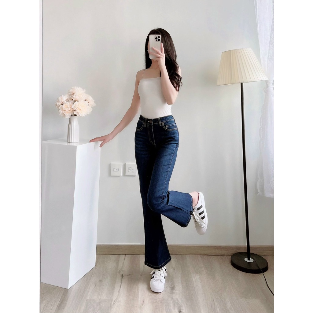 Quần Jean pass Le.vis ống Loe lưng cao co giãn hàng cao cấp VNXK xanh nhạt, xanh trung, đậm, đen