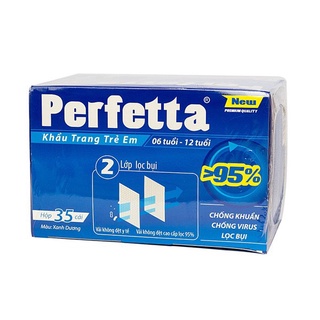 Khẩu trang y tế 3 lớp Perfetta Trẻ Em Xanh/ Trắng cao cấp