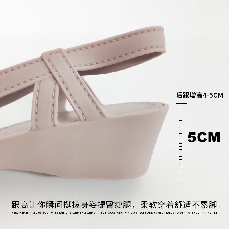 Giày nhựa đi mưa cao 5p, xăng đan phong cách Hàn Quốc màu đen, kem size 36 đến 40 V183