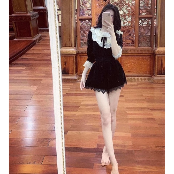 [Siêu Hot] Áo Nhung Cổ Bèo Trắng Tay Dài, Áo Kiểu Nữ Siêu Xinh Có Ảnh Thật Kemd Video | BigBuy360 - bigbuy360.vn