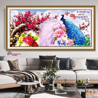 Tranh đính đá DD9834 (1m x 50cm), tranh thêu chữ thập vợ chồng công DV6631 (84cm x 43cm)