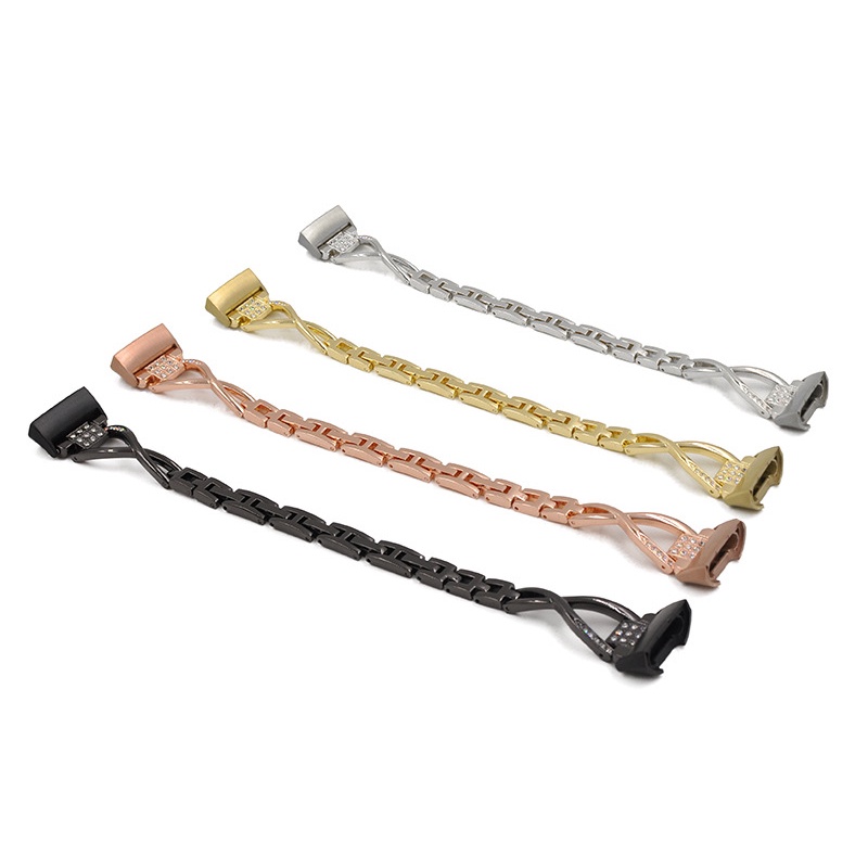 Dây Đeo Thay Thế Chất Liệu Thép Không Gỉ Thiết Kế Lấp Lánh Cho Fitbit Charge 5 Charge 4 3 2