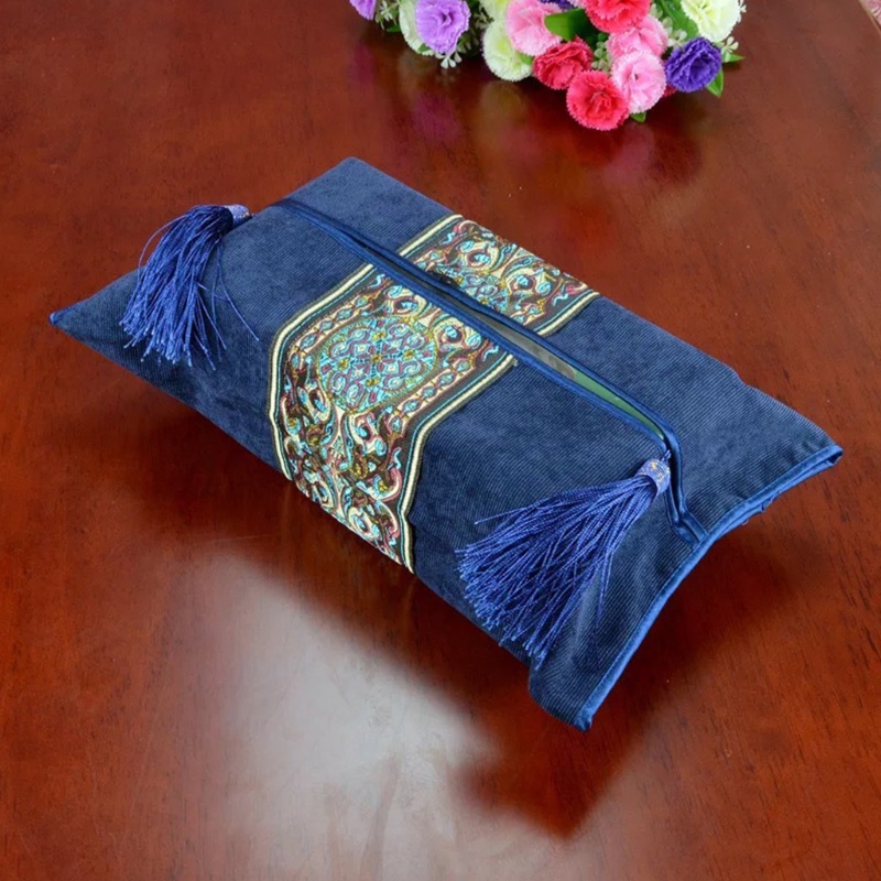 Hộp Đựng Khăn Giấy Thêu Họa Tiết Phong Cách Châu Âu Cổ Điển Sang Trọng Cho Gia Đình / Xe Hơi