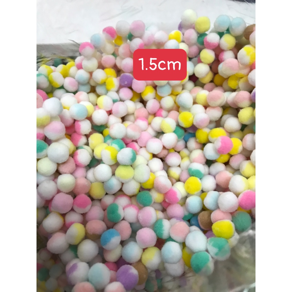 Set Pom Pom cục bông tròn nhiều màu nhiều kích cỡ - Mix ngẫu nhiên