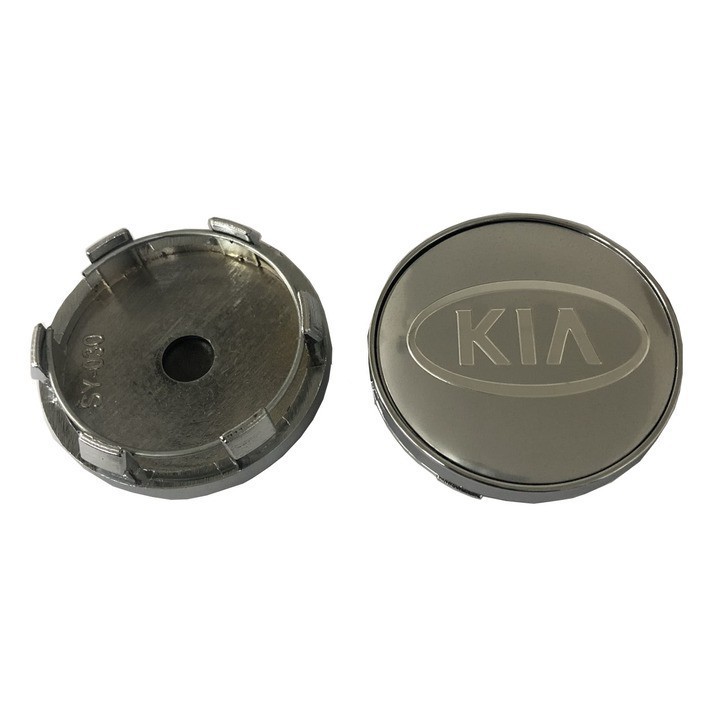 Logo chụp mâm, ốp lazang bánh xe ô tô Kia: Đường kính 60mm - 2 màu đen và bac SM