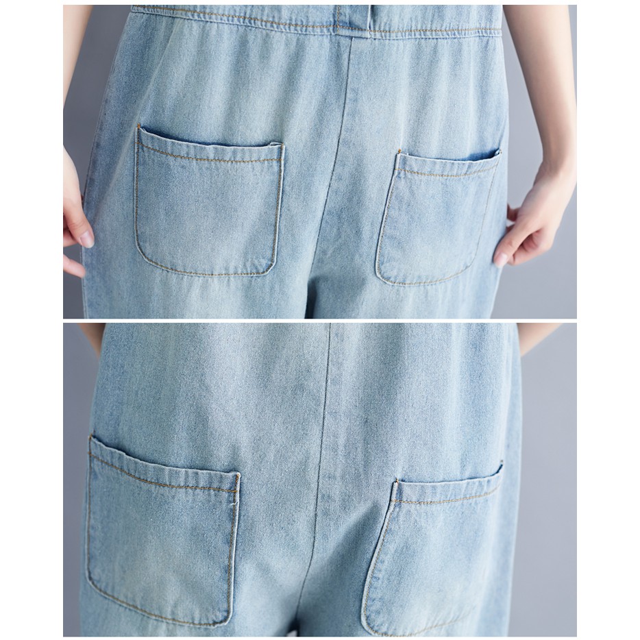 [ORDER] Quần yếm bigsize jean xanh dây mảnh(fit đến 80kg) | BigBuy360 - bigbuy360.vn