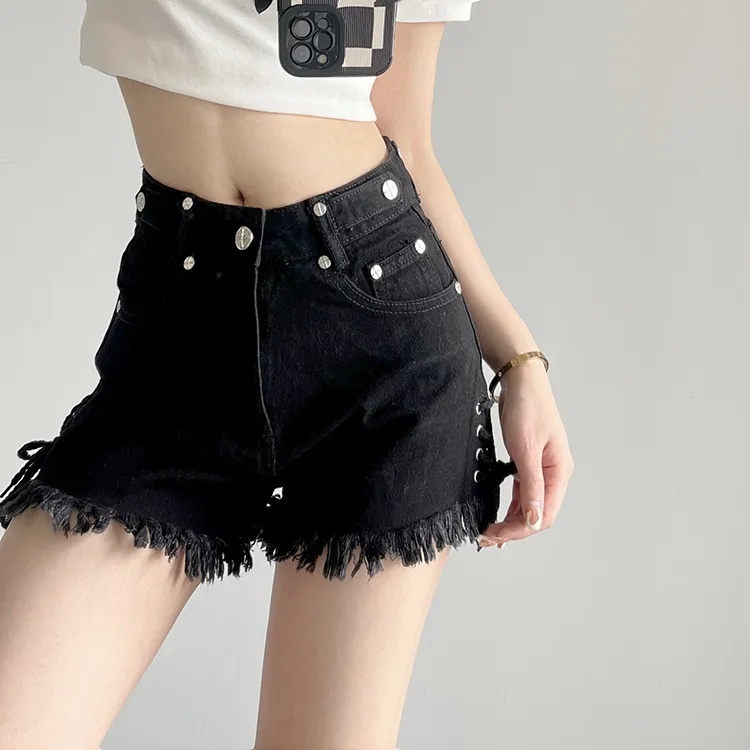 【45-100KG】Quần Short Denim Lưng Cao Dáng Chữ A Plus Size C9294 Cho Nữ