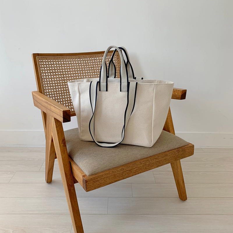 Túi đeo vai bằng vải canvas cỡ lớn thiết kế đơn giản thời trang cho nữ