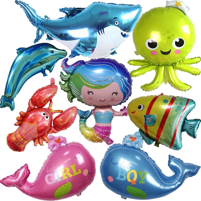 Bóng Trang Trí Các Loại Sinh Vật Biển (Cá, tôm, bạch tuộc, cá baby shark, cá heo)
