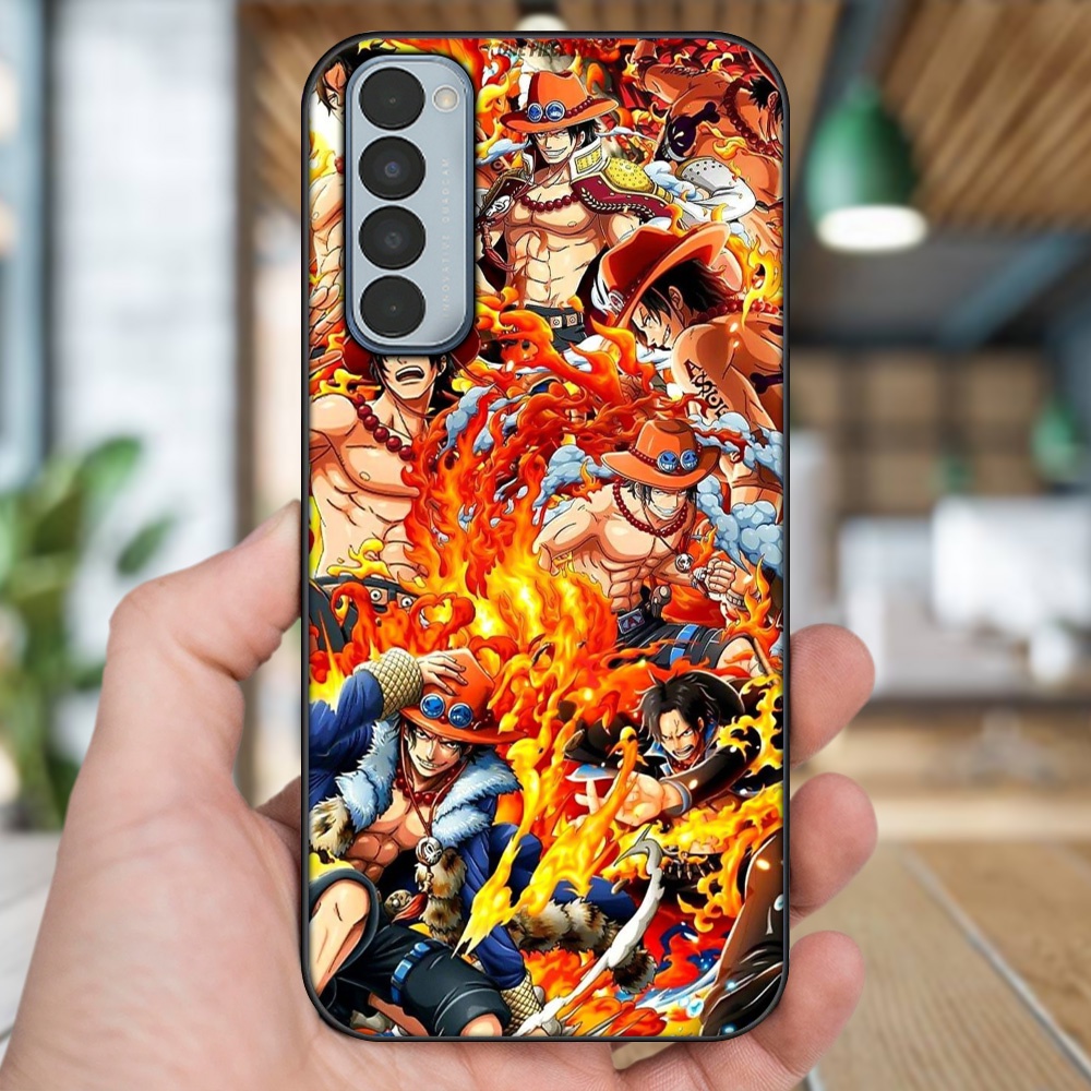 Ốp lưng Oppo Reno 4 Pro viền đen in hình Ace One Piece