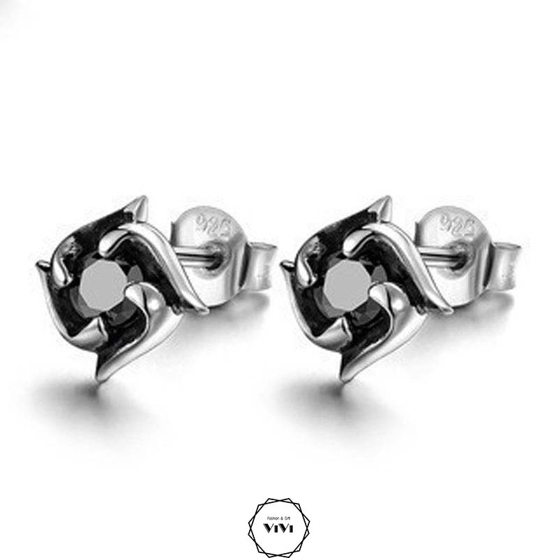 Bông tai bạc nam cỏ 4 cánh Fopetal size 4mm – khuyên tai bạc ViVi_Gift