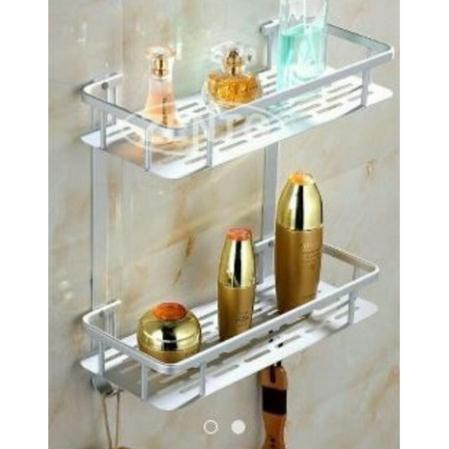 Kệ để đồ nhà tắm 2 tầng chữ nhật hợp kim