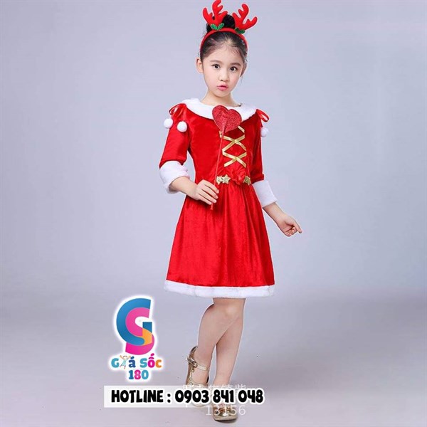 Đầm giáng sinh bé gái gồm băng đô cây đũa D562