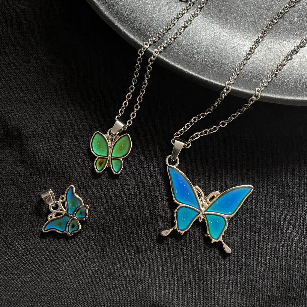 Mặt Dây Chuyền Hình Bướm Thay Đổi Màu Sắc Theo Nhiệt Độ 19AA Phong Cách Hip-Hop Cá Tính