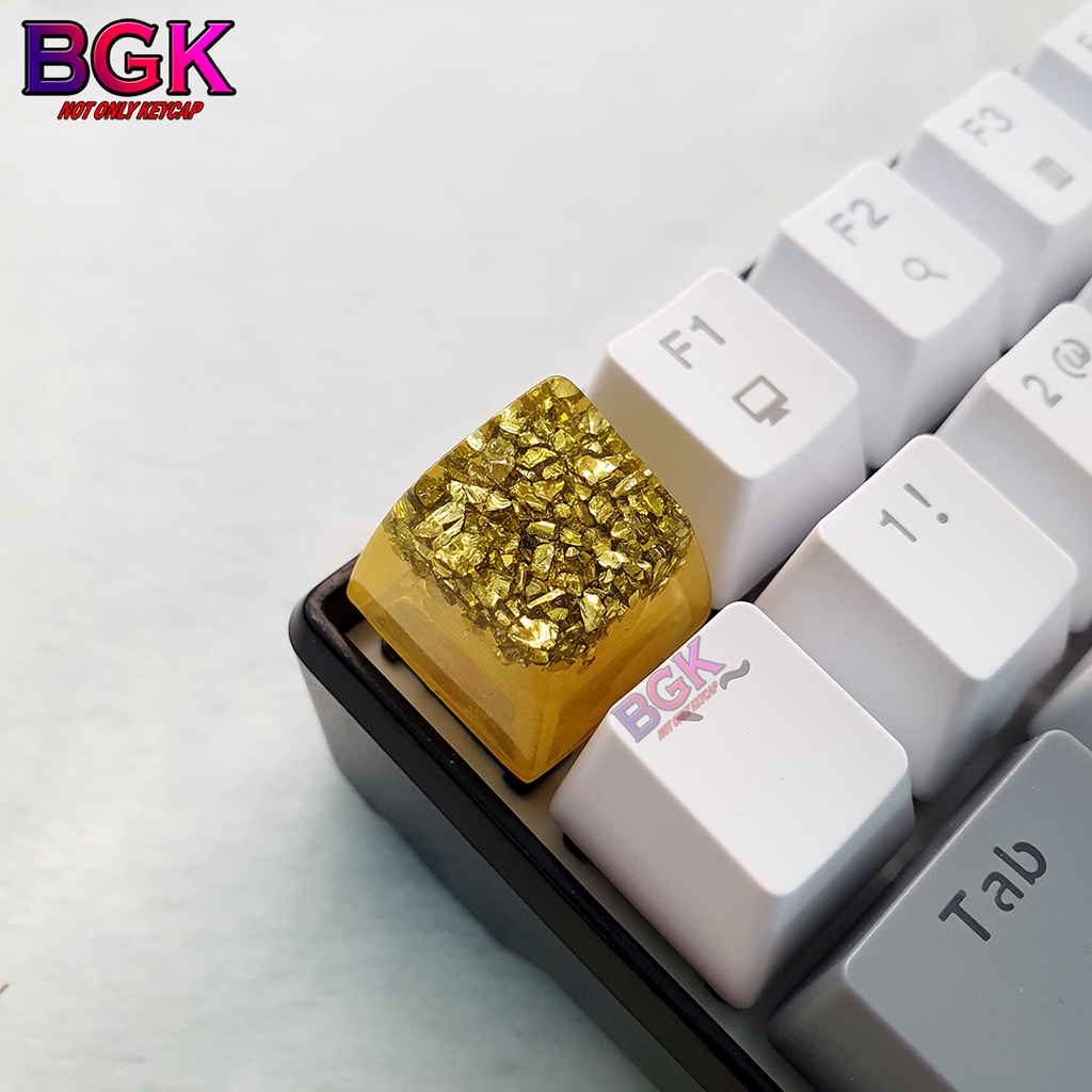 Keycap Lẻ Tinh Thể Vàng Golden Crystal Keycap SA profile ( keycap resin độc lạ )( Keycap Artisan )