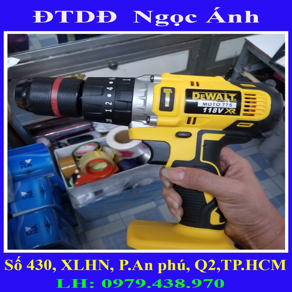 Máy khoan búa khoan pin Dewalt 118v Khoan tường sắt gỗ, bắn vit, lõi đồng