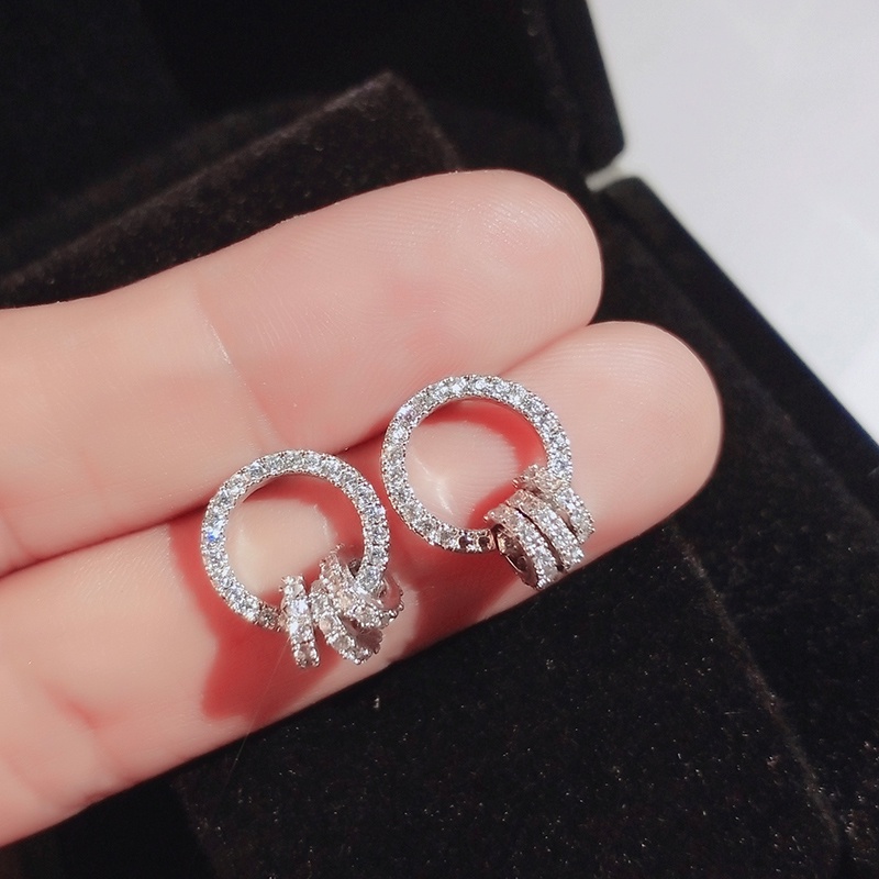 Khuyên tai JIUDUOLAN mạ vàng 18K đính đá nhân tạo thời trang tinh xảo dễ phối đồ