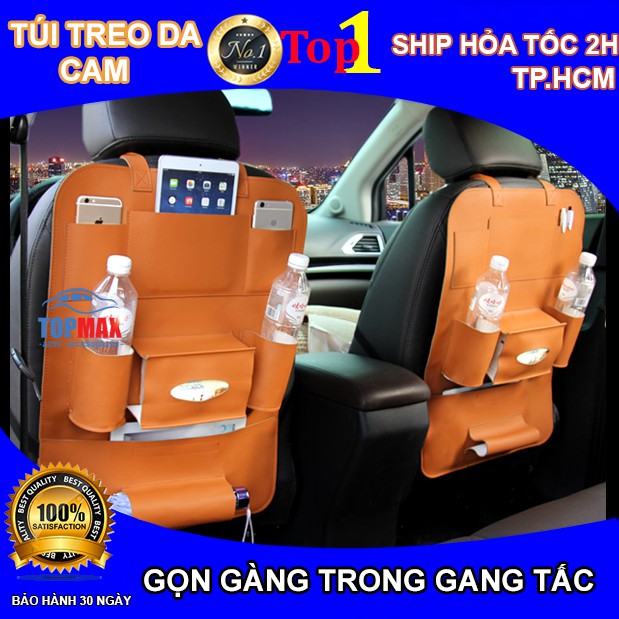 Túi bao đựng treo sau ghế ô tô chất liệu da cao cấp.(màu cam)-Mua 2 Giảm 10%.