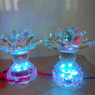 [ giá 1 cặp ] đèn thờ cúng hoa sen pha lê 12cm
