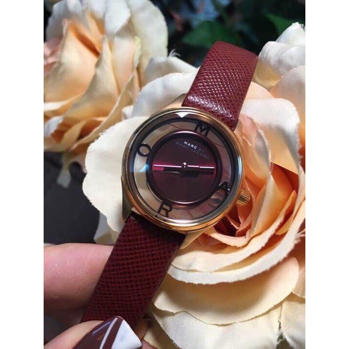 Đồng Hồ Nữ Marc By Marc Jacobs Three Hand Leather Burgundy MBM1382