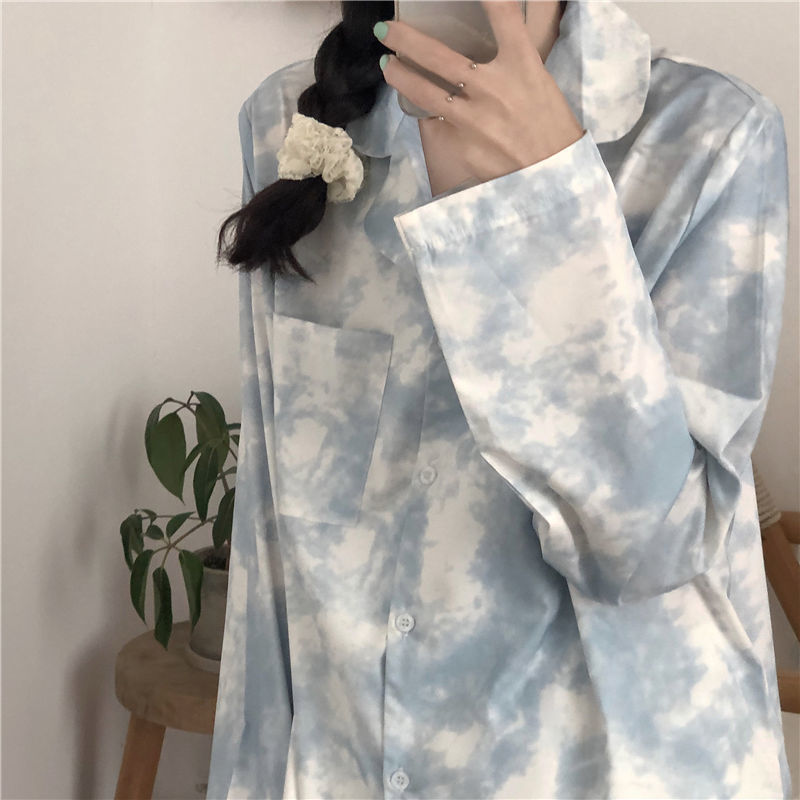 【COD】Tie Dye Pyjamas Homewear Nightwear Plus Size Pyjama Bộ Dài Tay Đồ Ngủ | BigBuy360 - bigbuy360.vn